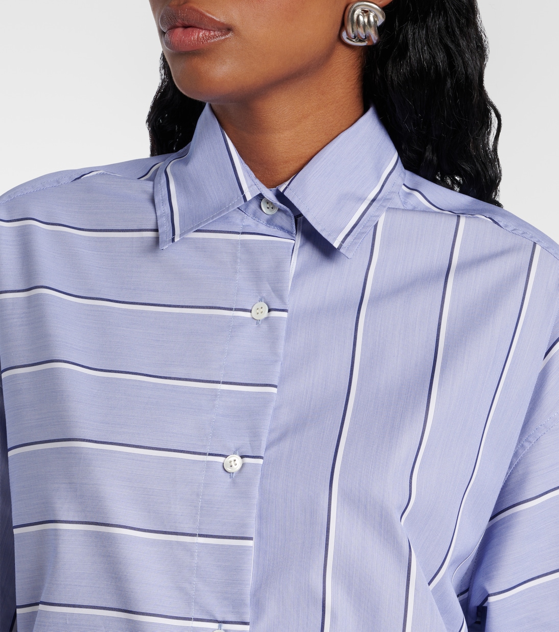 Abito chemisier in misto cotone a righe | JW Anderson
