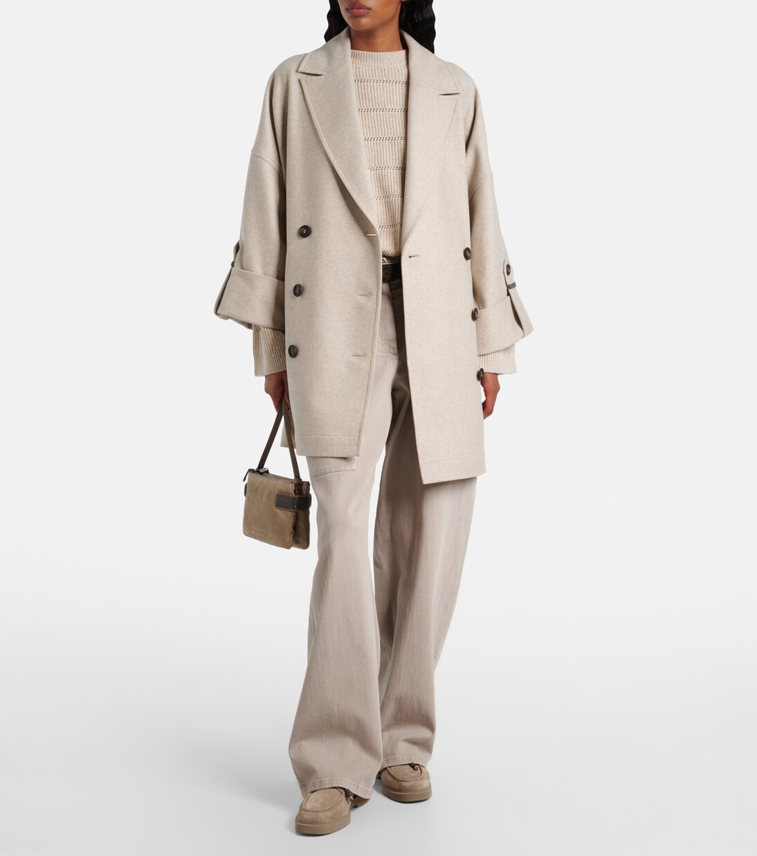 Essence Monili Small suede shoulder bag | Brunello Cucinelli
