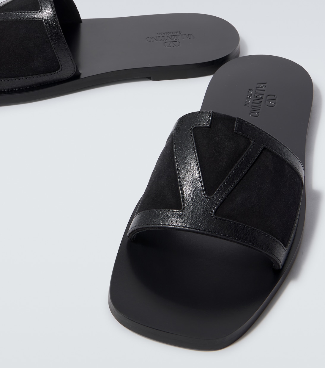Viva Superstar leather and suede slides | Valentino Garavani