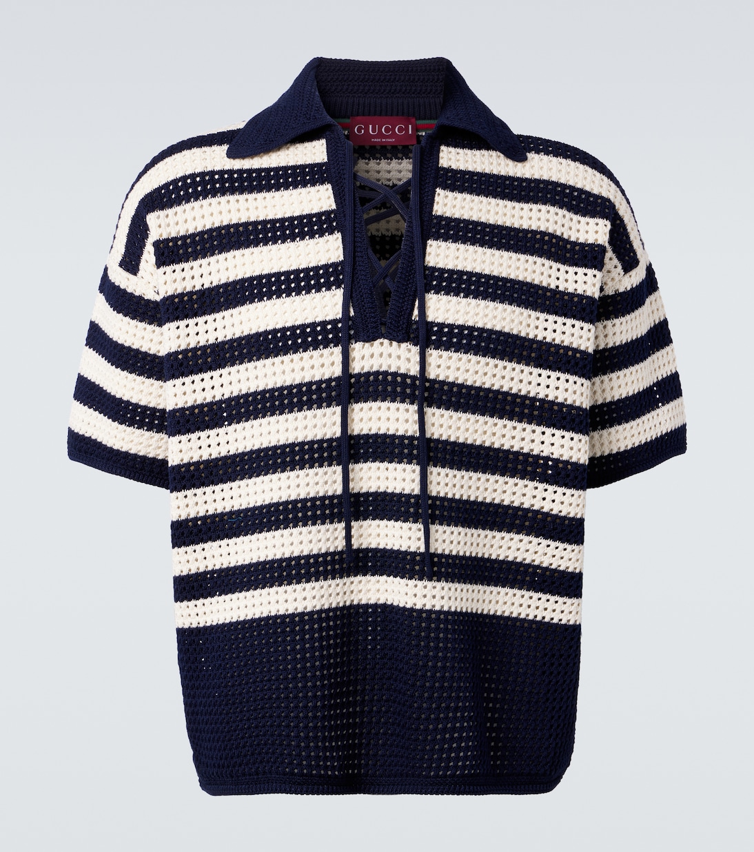 Polo de croché de algodón a rayas | Gucci