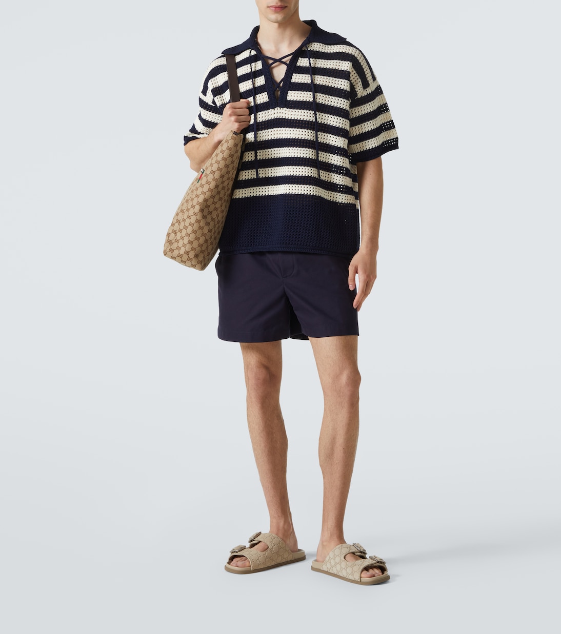 Polo de croché de algodón a rayas | Gucci