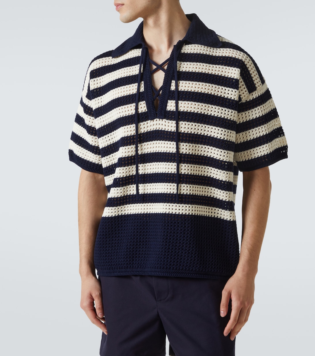 Polo de croché de algodón a rayas | Gucci