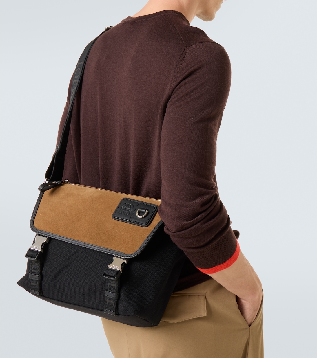 Bolso cruzado Flex Medium de lona y ante | Loewe