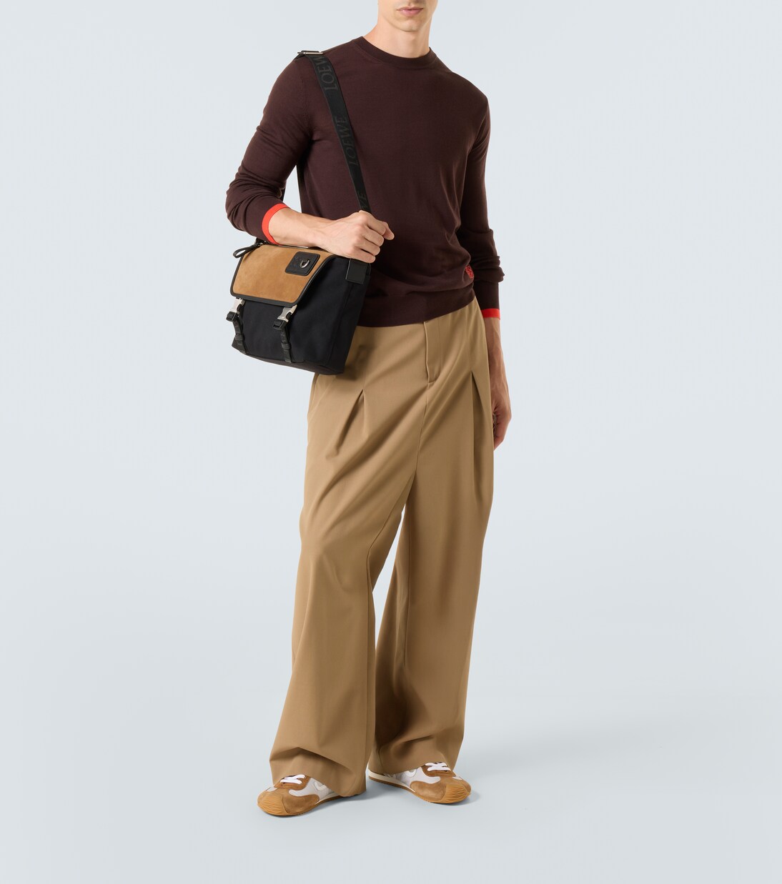 Bolso cruzado Flex Medium de lona y ante | Loewe