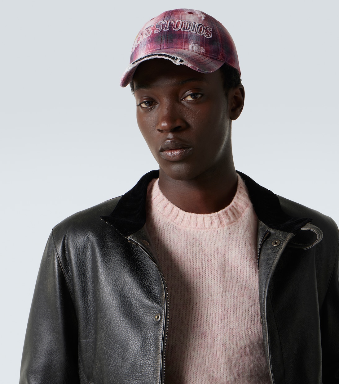 Distressed checked canvas baseball cap | Acne Studios