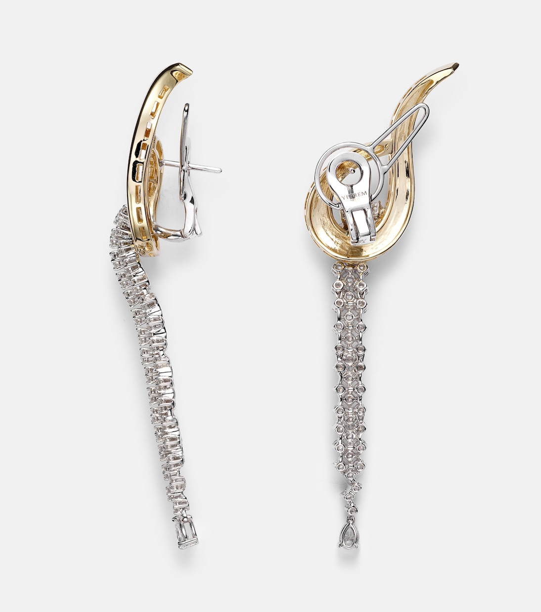 Pendientes Golden Strada de oro blanco y amarillo de 18 ct con diamantes | Yeprem