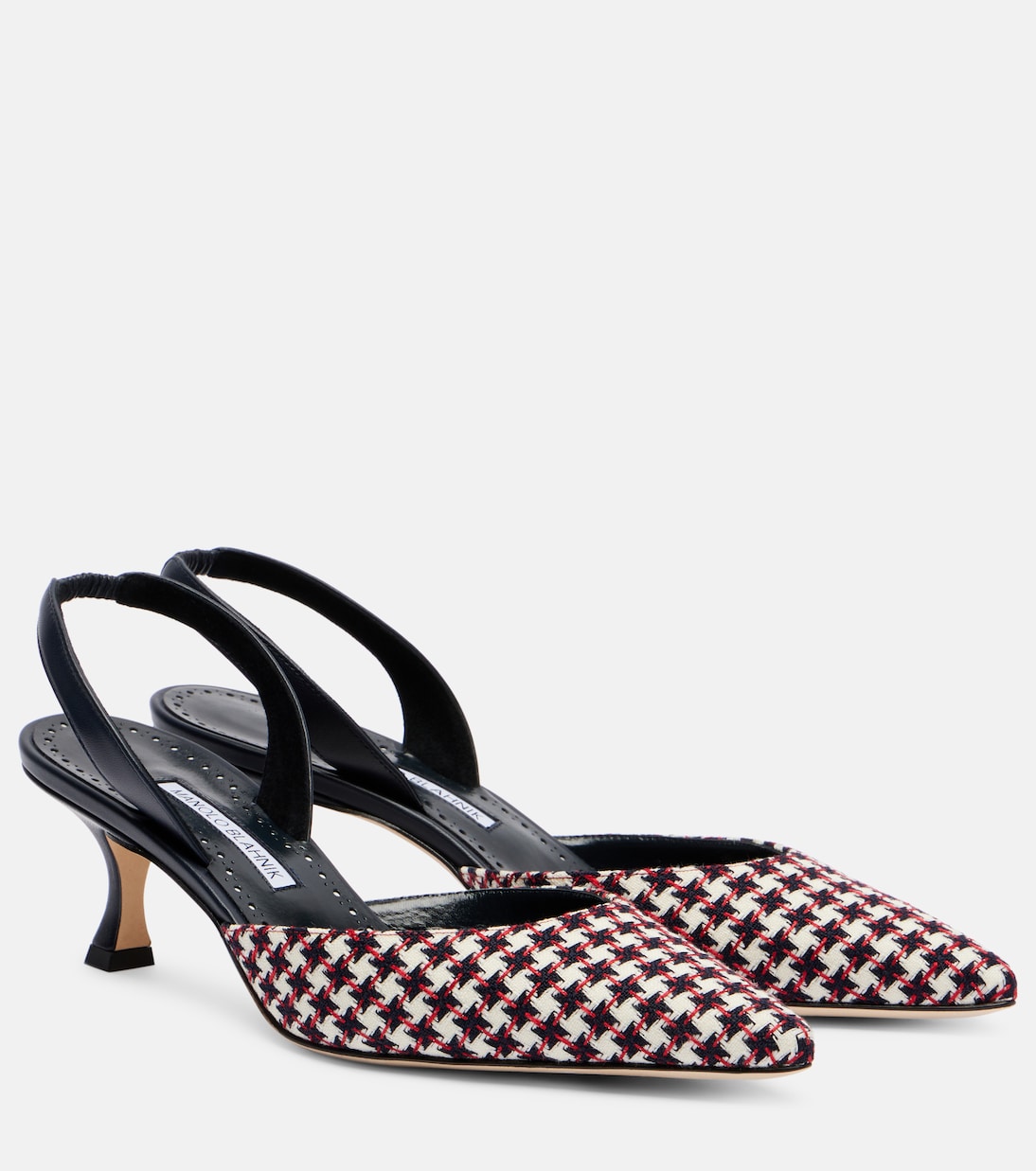 Carolyne 50 houndstooth slingback pumps | Manolo Blahnik