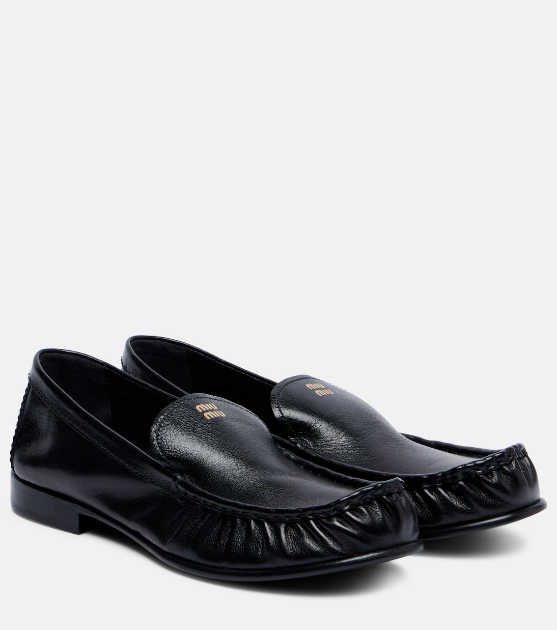 Mocassins en cuir à logo | Miu Miu