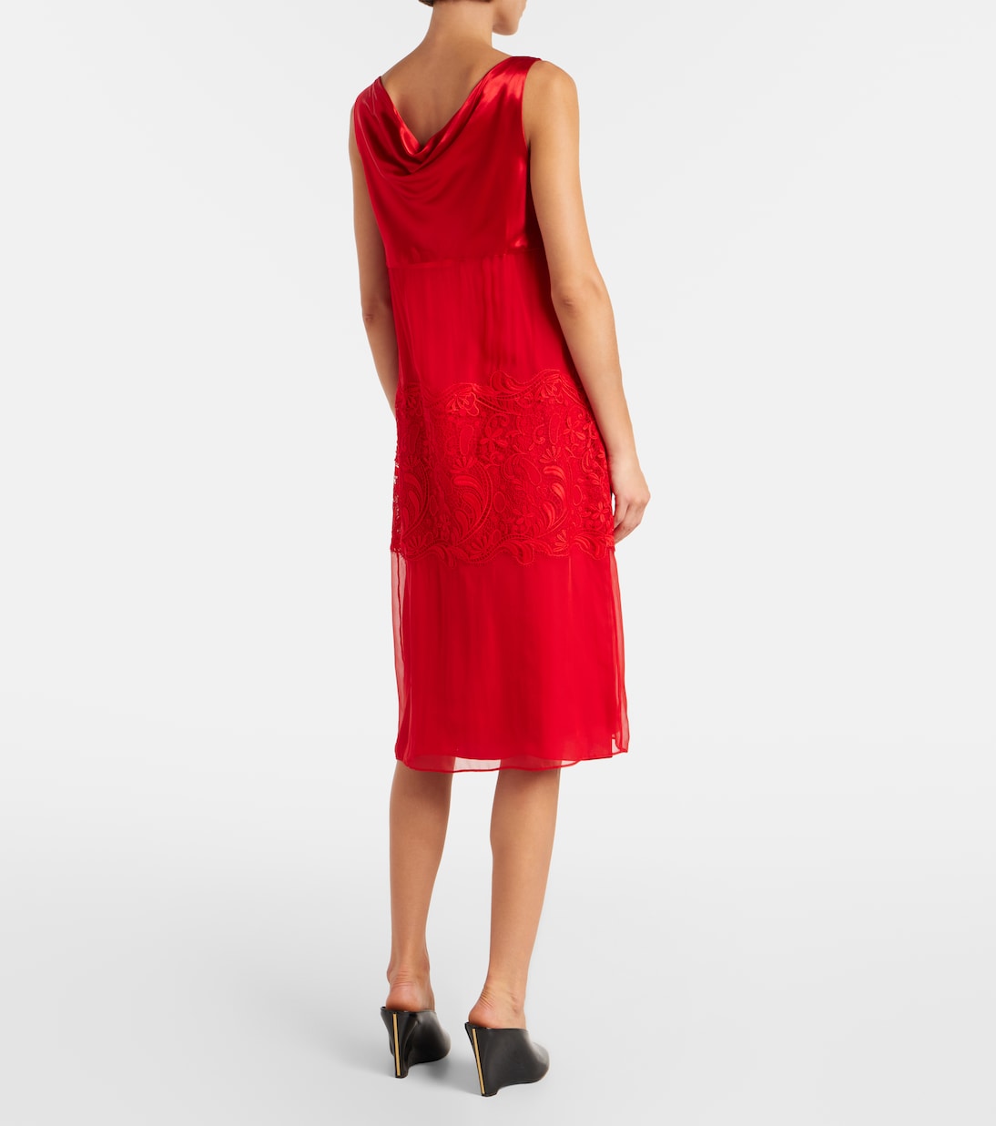 Draped silk midi dress | Ferragamo