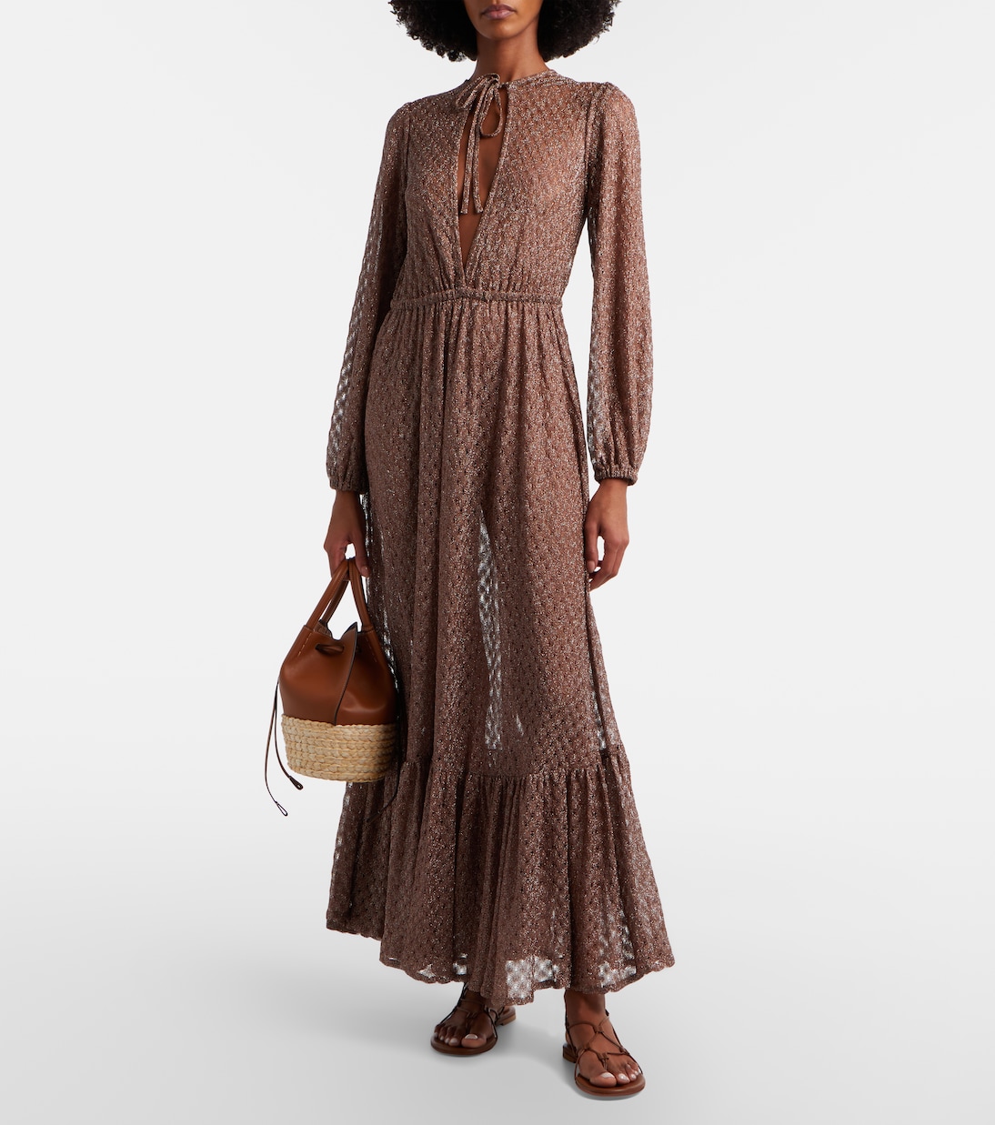 Open-knit lamé maxi dress | Missoni