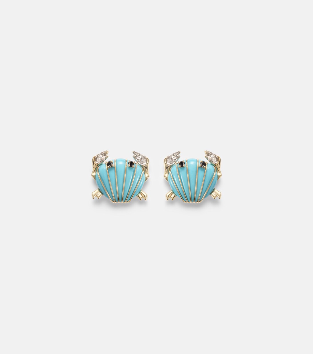 Crabe Coquillage 9kt gold earrings with gemstones | Yvonne Léon