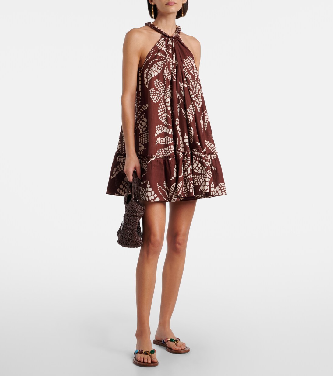 Vestido corto Cleo de algodón estampado | Poupette St Barth