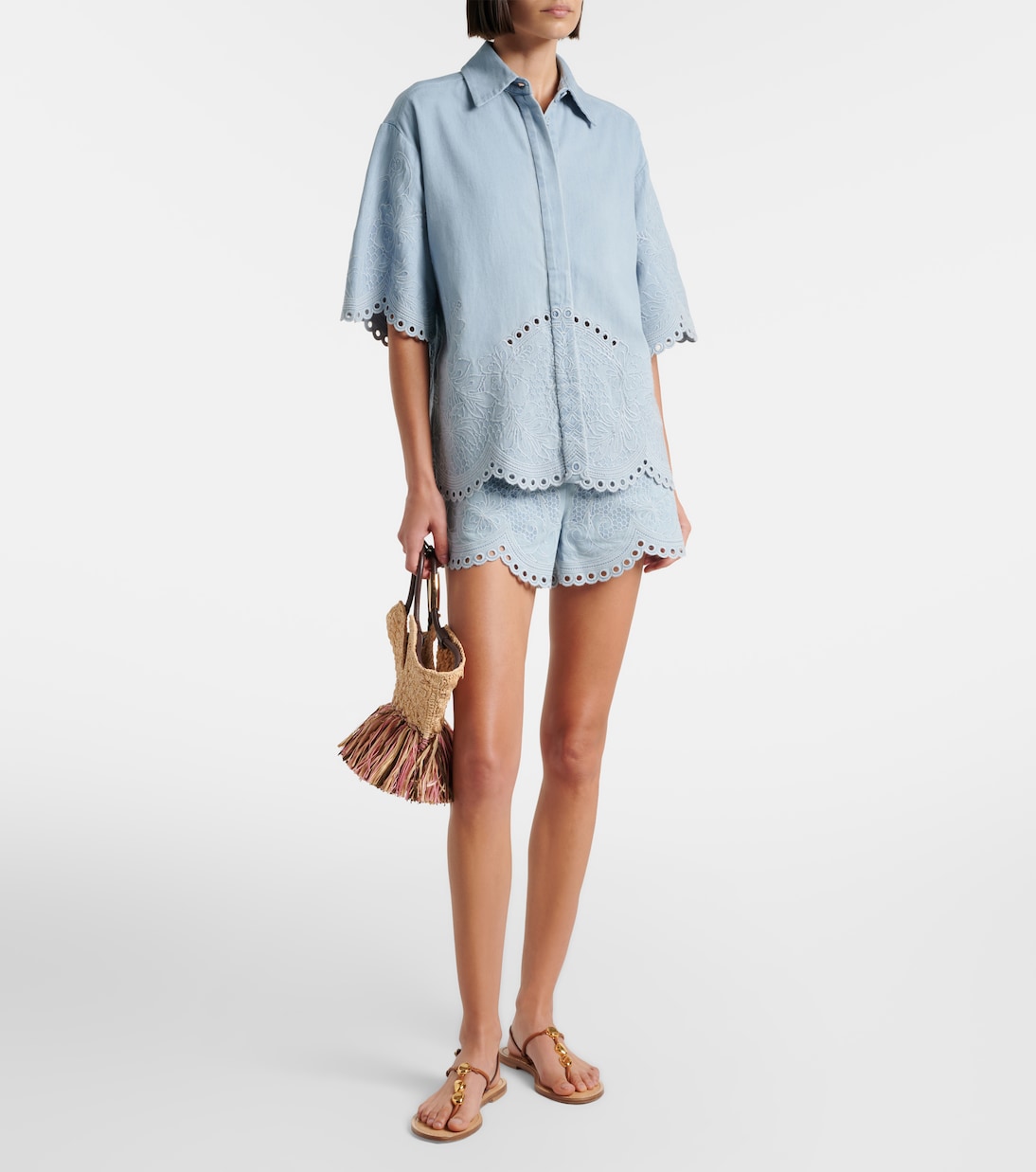 Daylight floral embroidered cotton shorts | Zimmermann