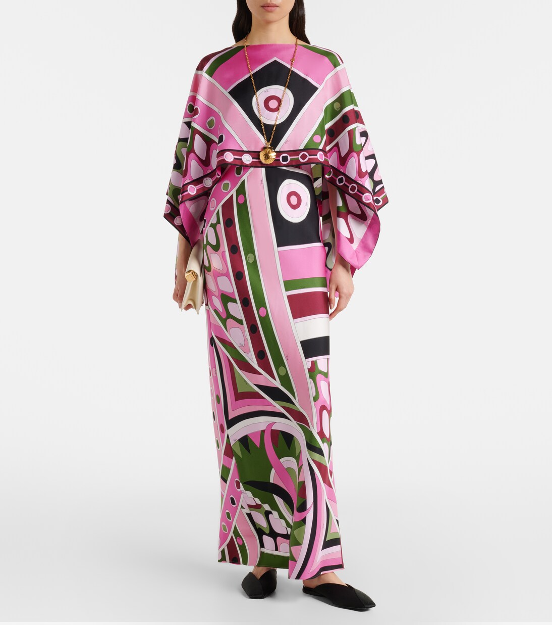 Printed layered silk satin maxi dress | Pucci