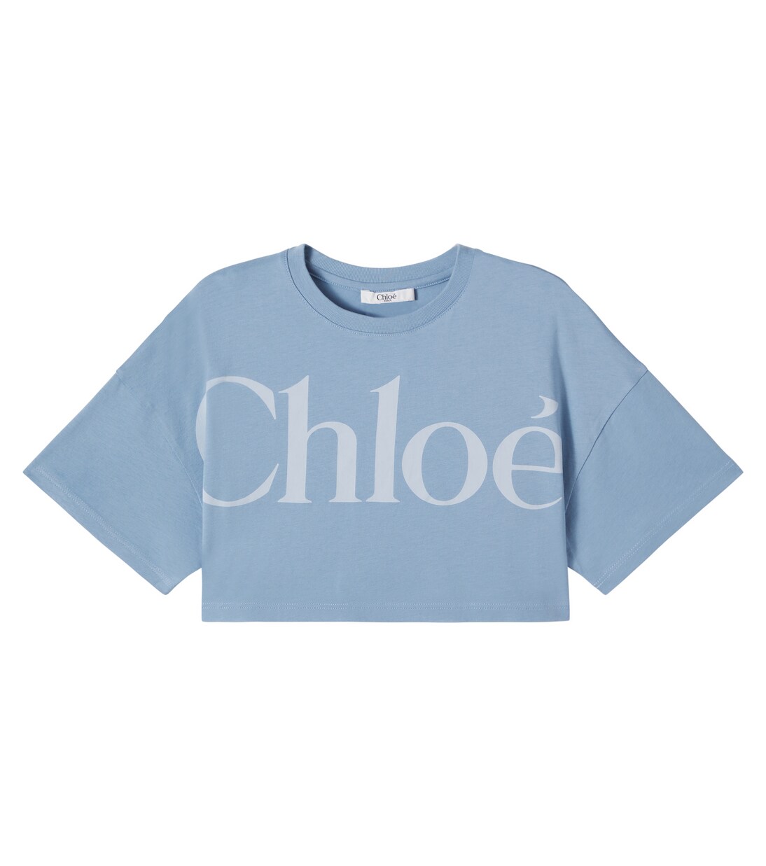 Logo cropped cotton jersey T-shirt | Chloé Kids