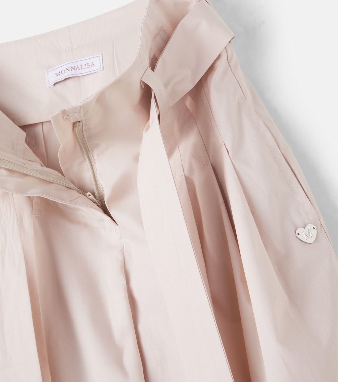 Pleated belted cotton pants | Monnalisa