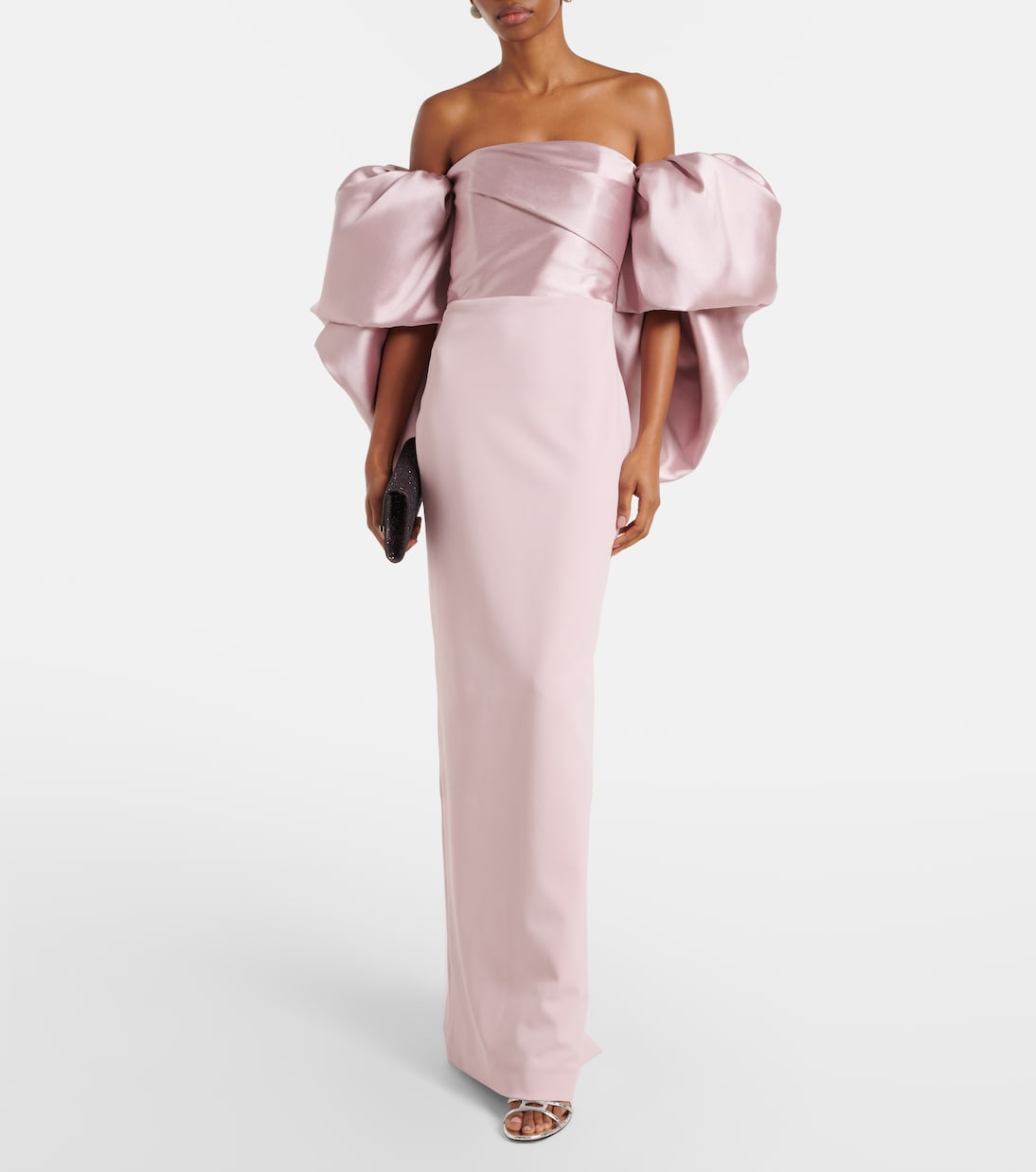 Floris satin-trimmed off-shoulder gown | Solace London