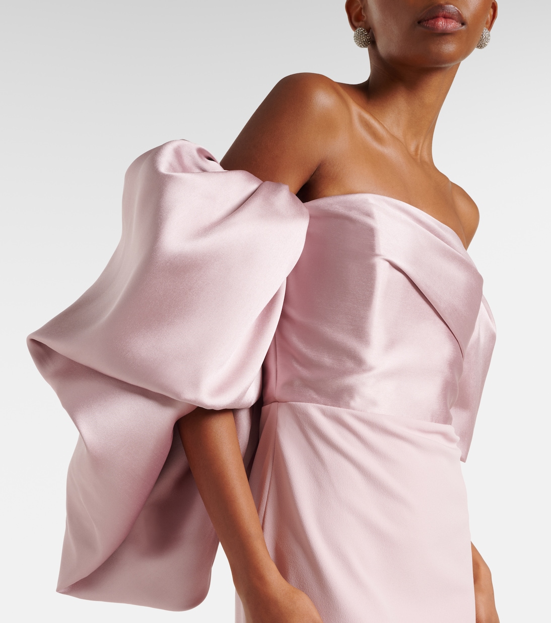 Floris satin-trimmed off-shoulder gown | Solace London