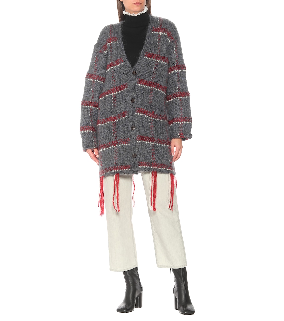 Checked mohair-blend cardigan | Undercover