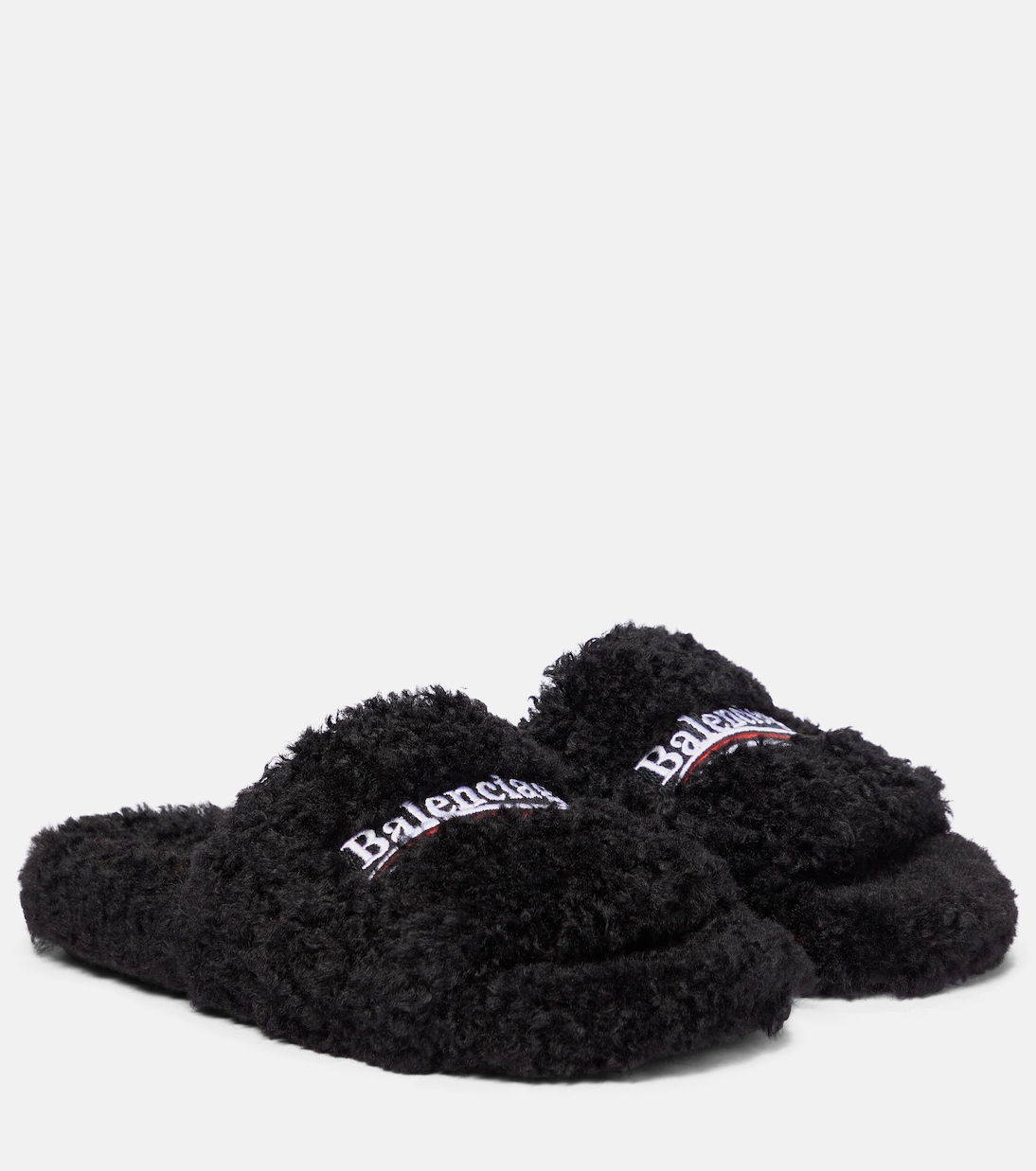 Furry faux shearling slides | Balenciaga
