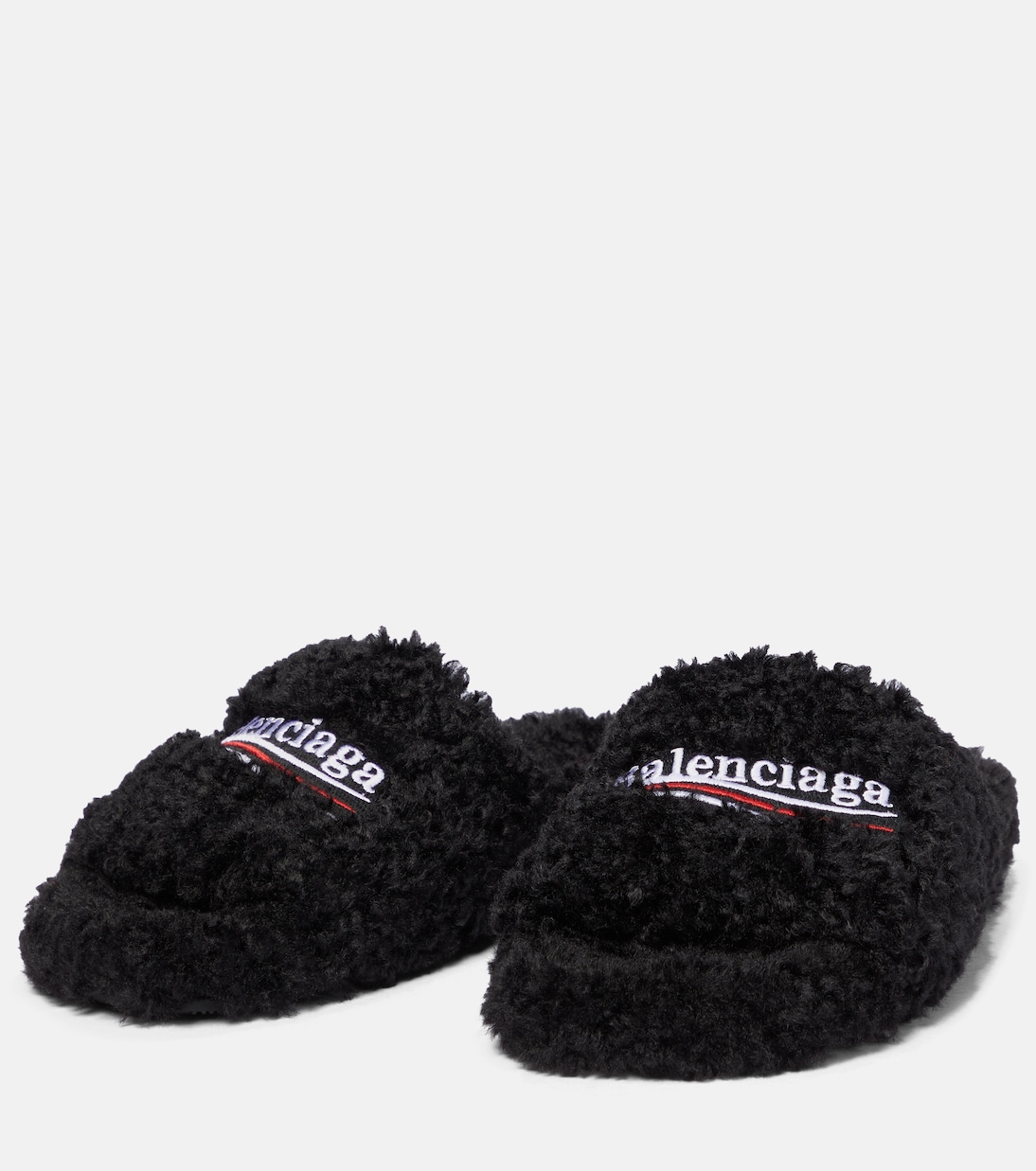 Furry faux shearling slides | Balenciaga
