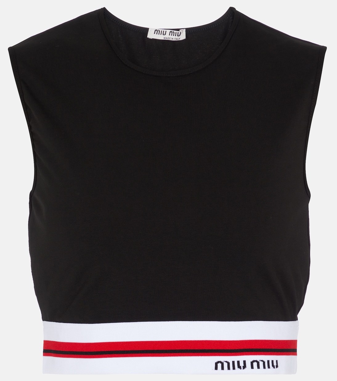 Striped logo crop top | Miu Miu