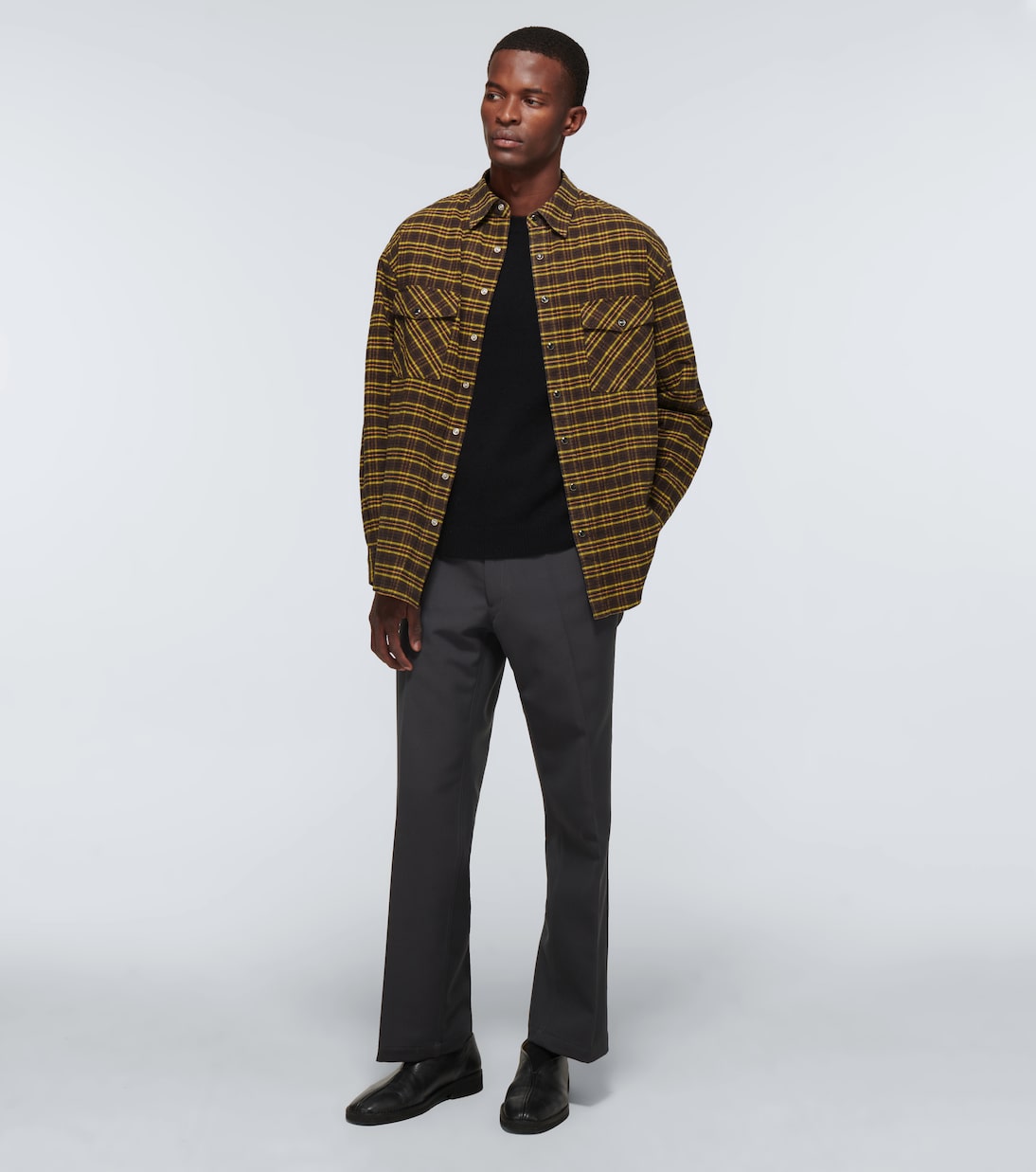 Camicia in cotone e seta a quadri | Auralee