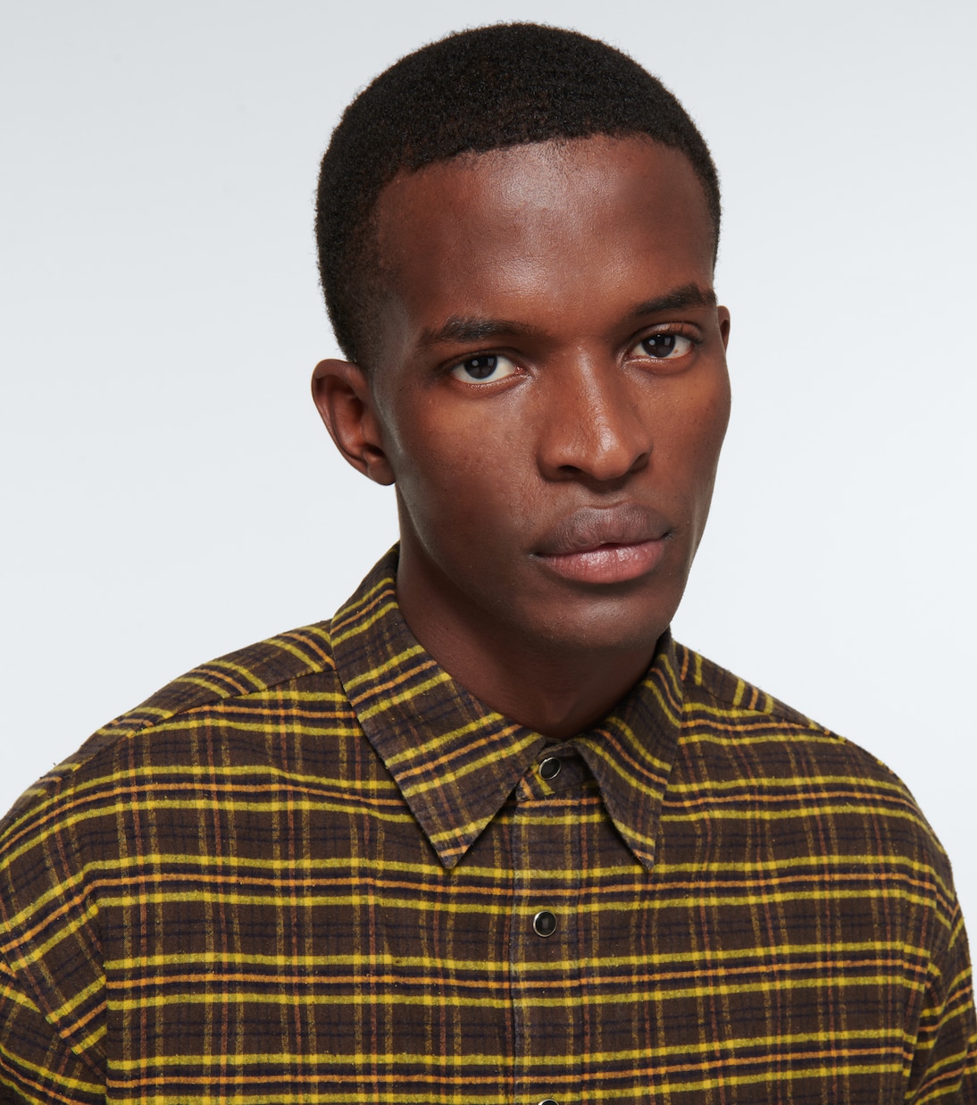 Camicia in cotone e seta a quadri | Auralee
