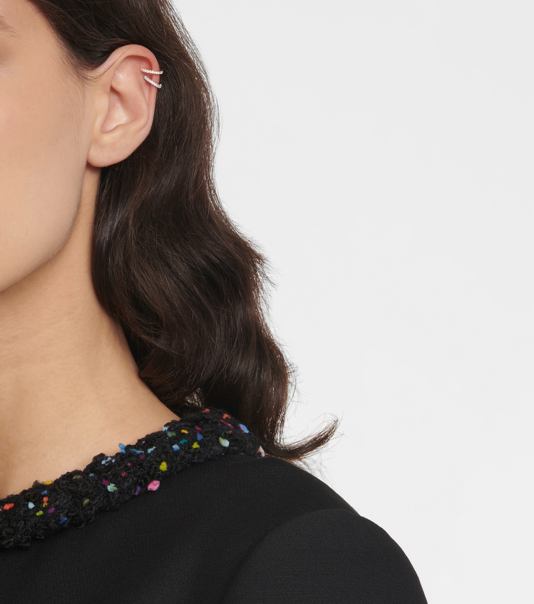 Diamond Eternity 18kt white gold single ear cuff with diamonds | Maria Tash