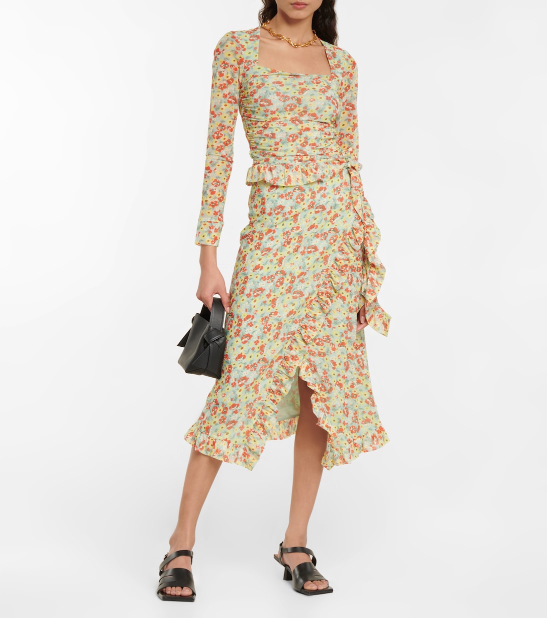 Top in mesh con stampa floreale | Ganni