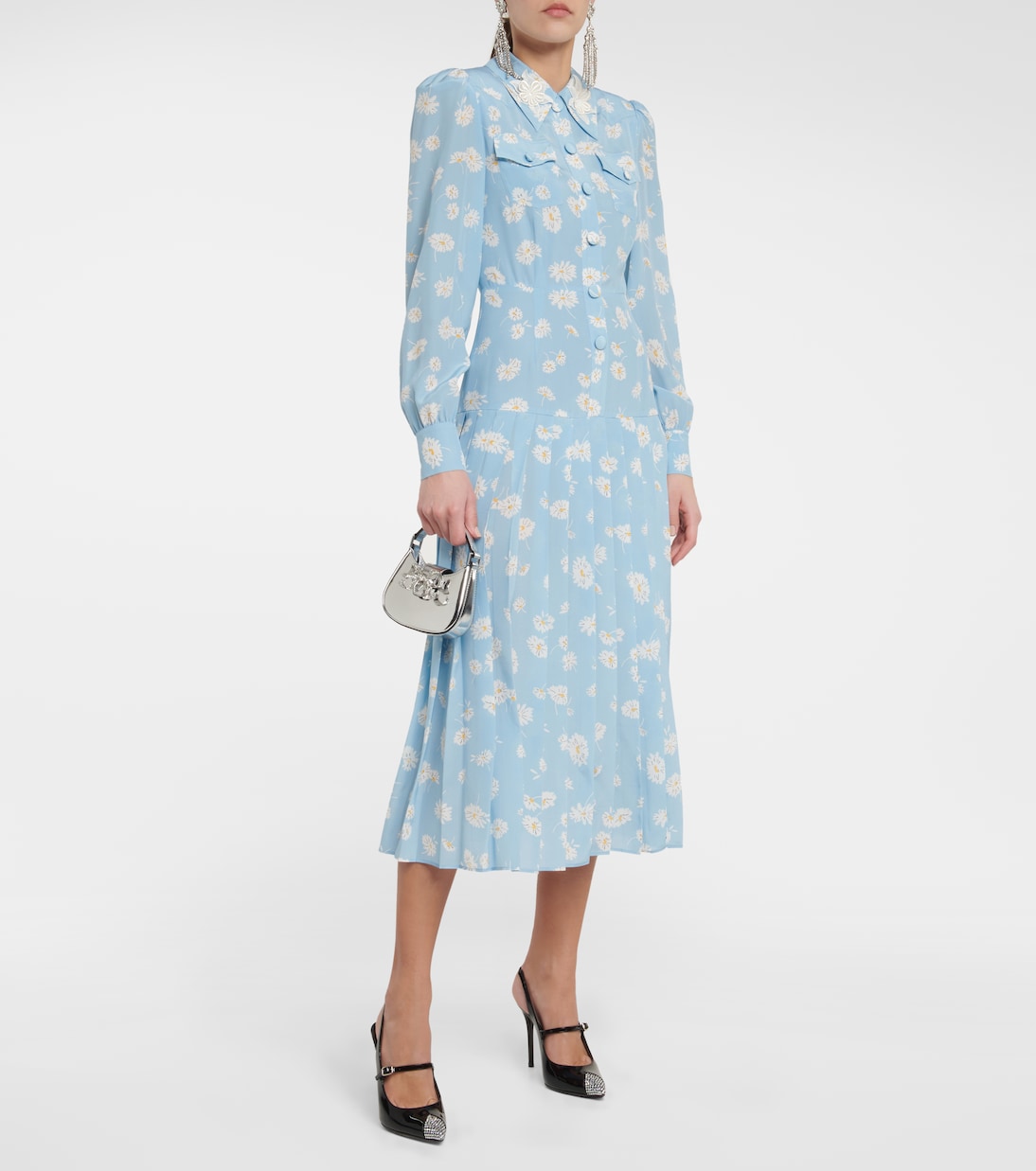 Bedrucktes Hemdblusenkleid aus Seide | Alessandra Rich