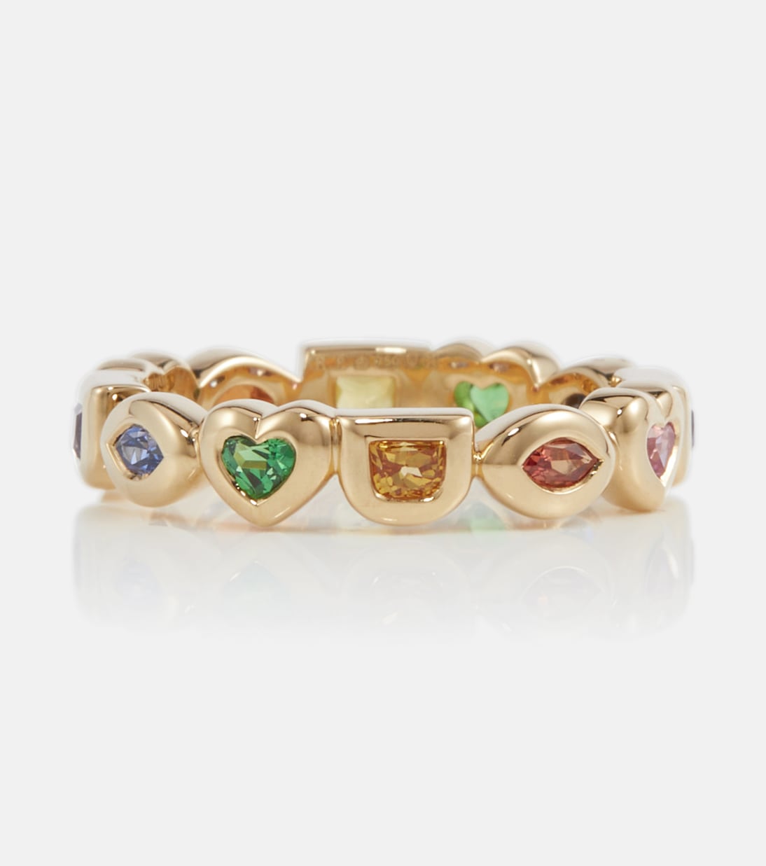 Eye Love You Mini 18kt gold ring with sapphires and tsavorites | Robinson Pelham