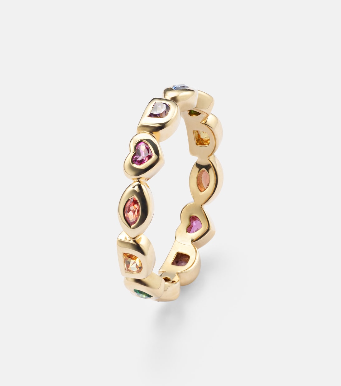 Eye Love You Mini 18kt gold ring with sapphires and tsavorites | Robinson Pelham