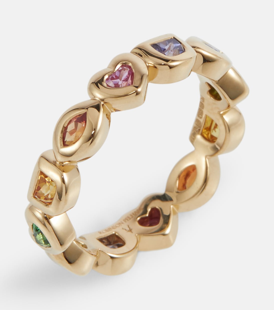 Eye Love You Mini 18kt gold ring with sapphires and tsavorites | Robinson Pelham