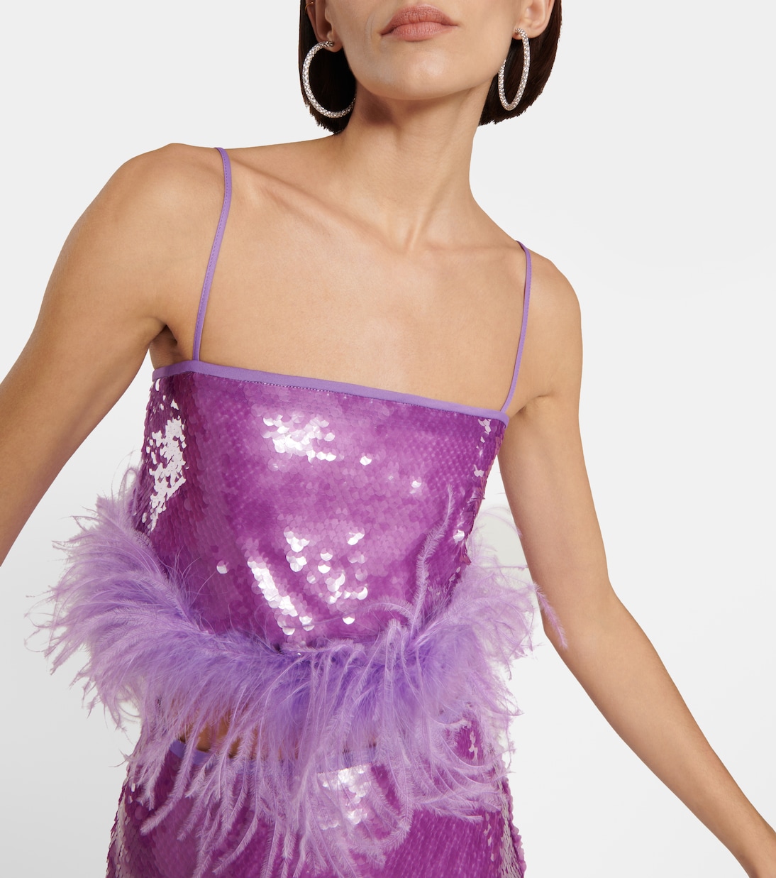 Top raccourci à sequins et plumes | Giuseppe di Morabito