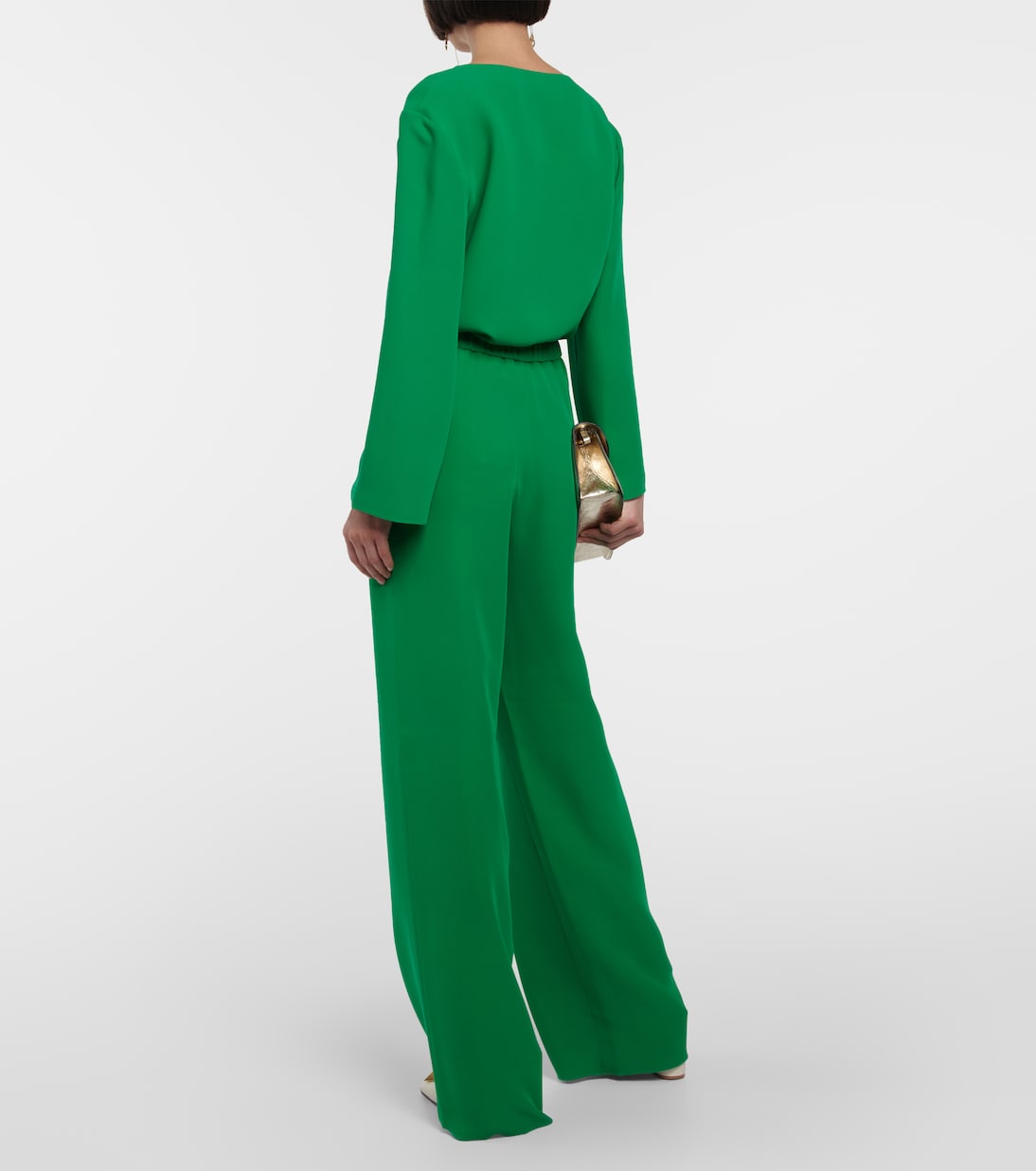 Pantalon ample à taille haute en soie | Valentino