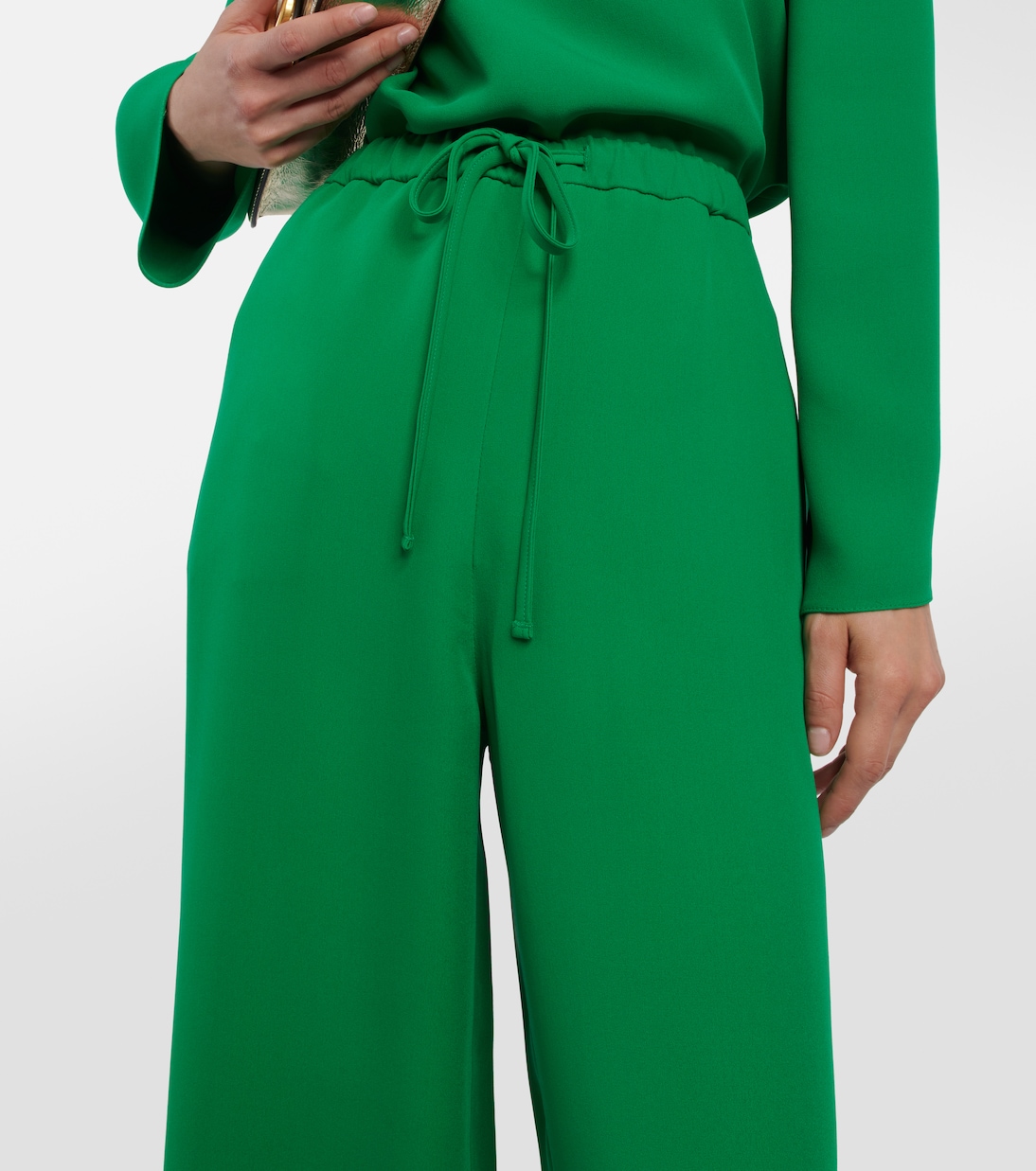Pantalon ample à taille haute en soie | Valentino