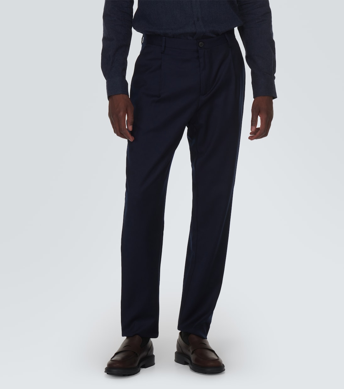 Pantalones rectos de franela de lana | Sunspel