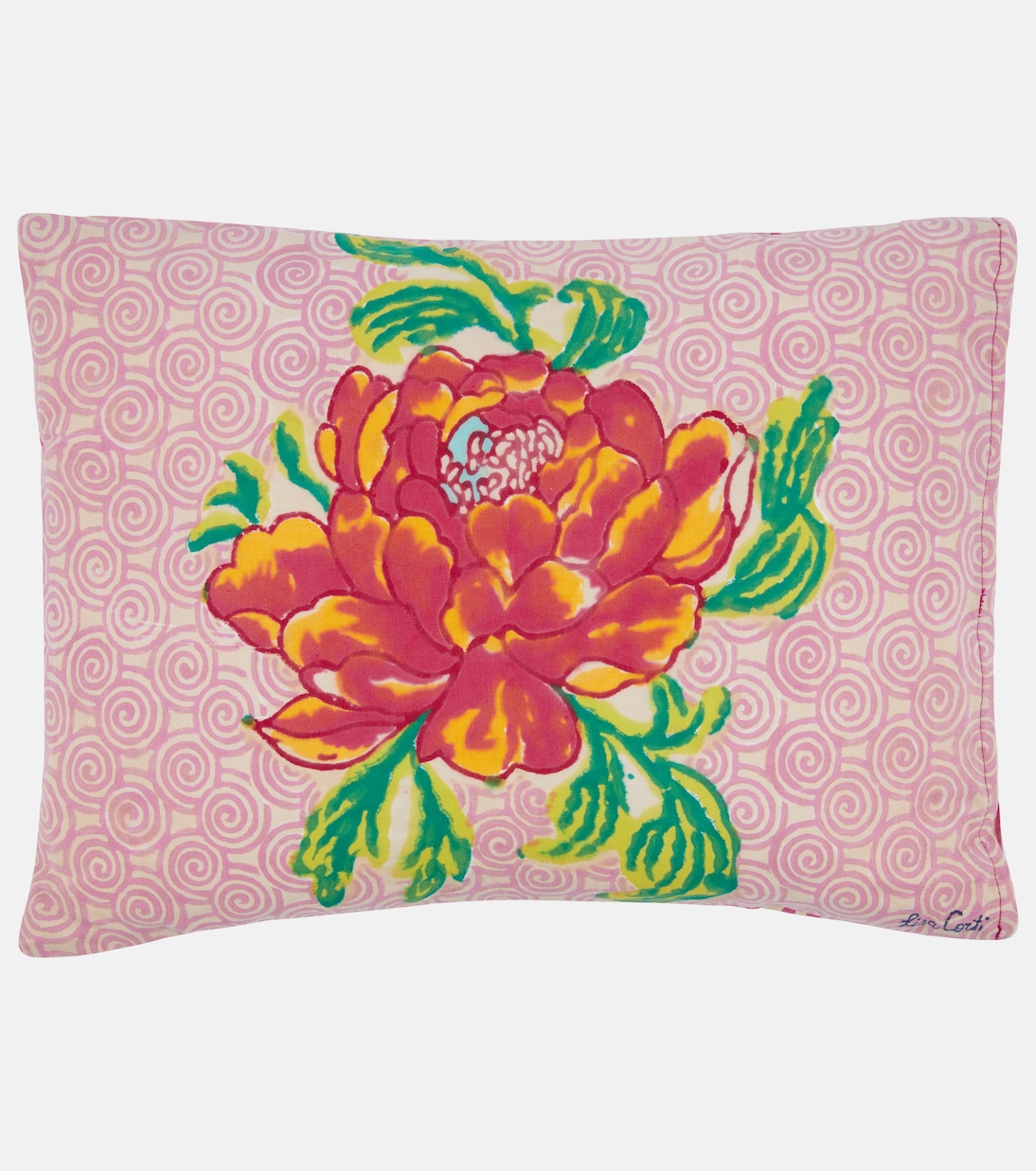 Camelia Magenta rectangular cotton cushion | Lisa Corti