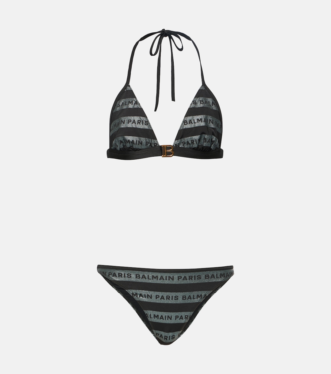 Bikini triangle rayé à logo | Balmain