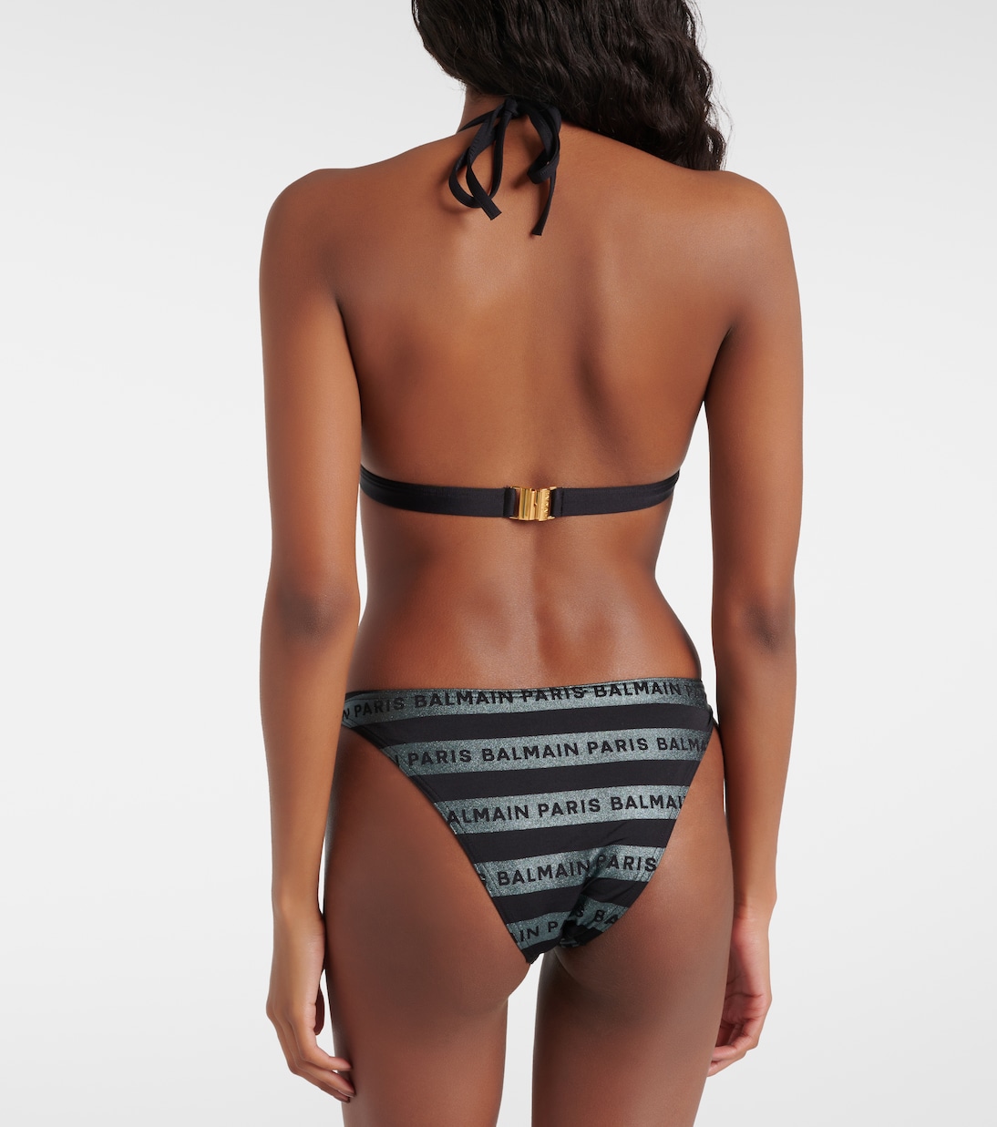 Bikini triangle rayé à logo | Balmain