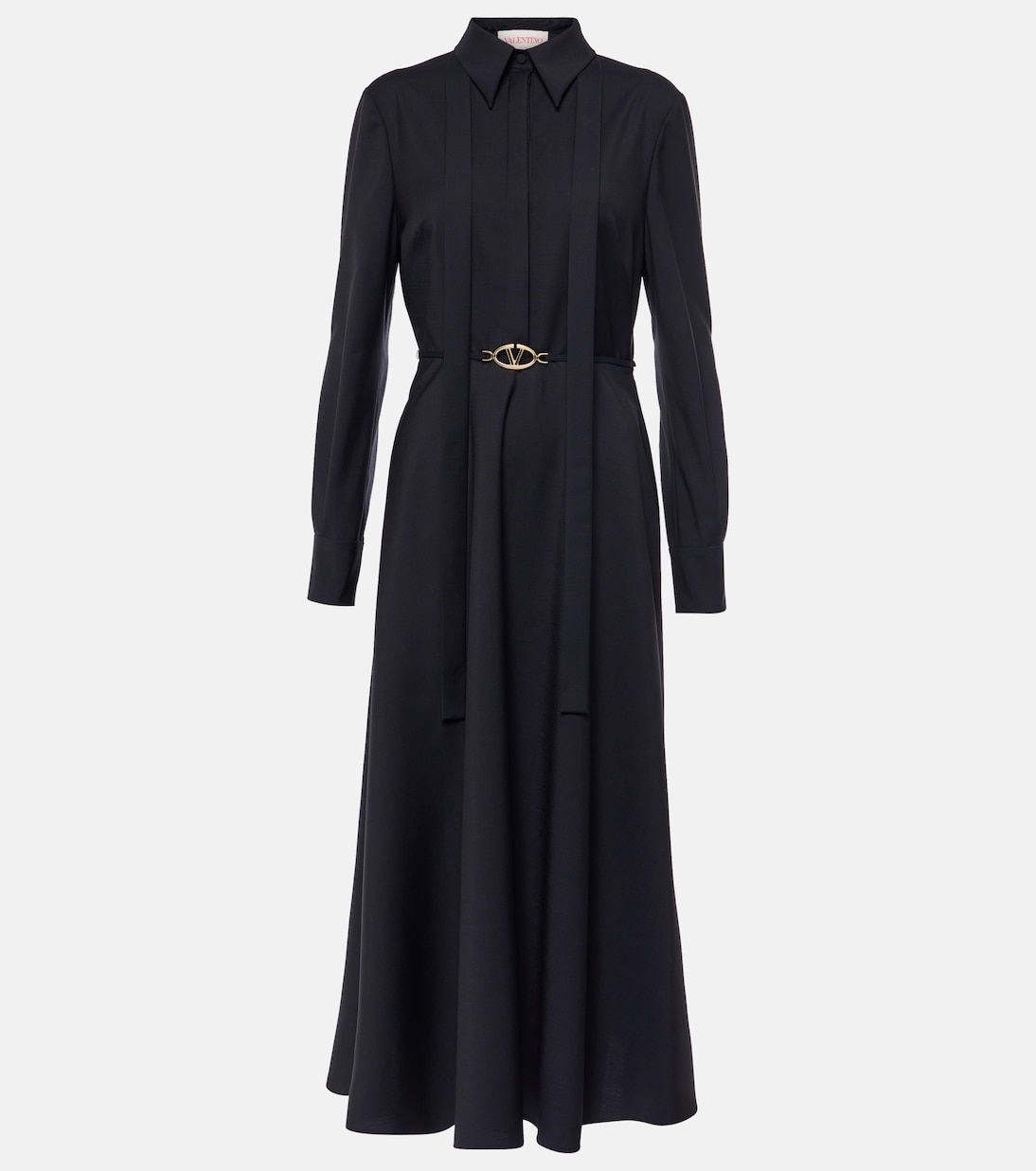 Robe midi en laine mélangée à logo | Valentino