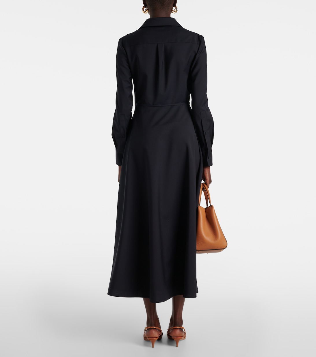 Robe midi en laine mélangée à logo | Valentino