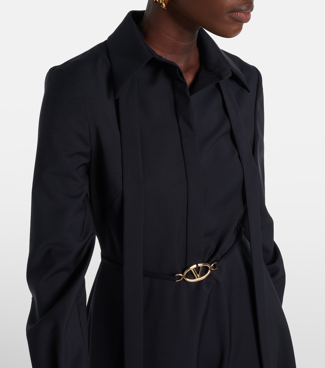 Robe midi en laine mélangée à logo | Valentino