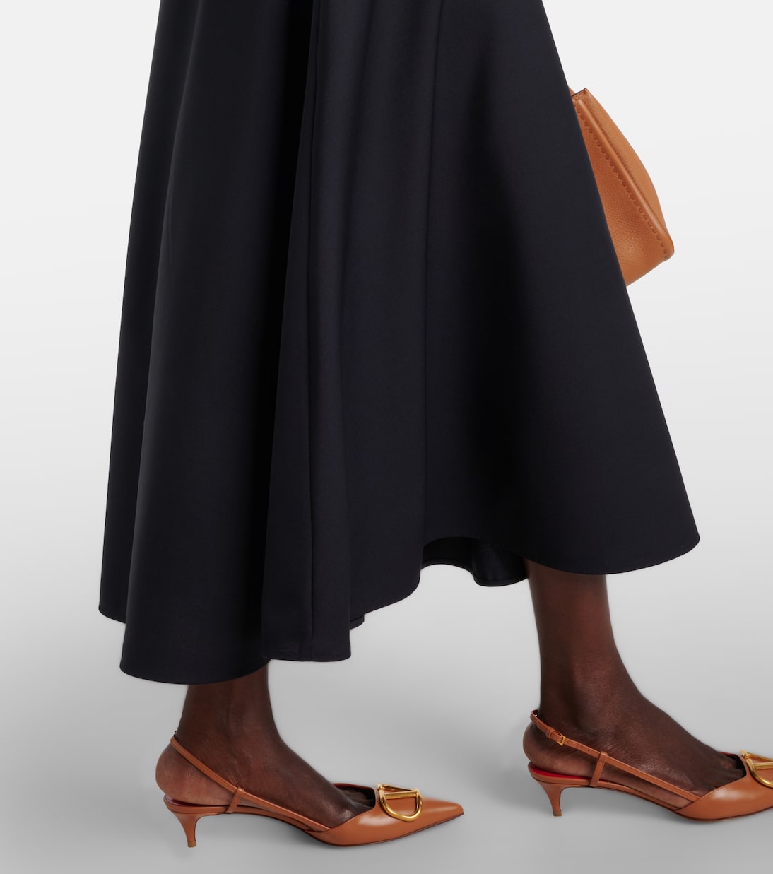 Robe midi en laine mélangée à logo | Valentino