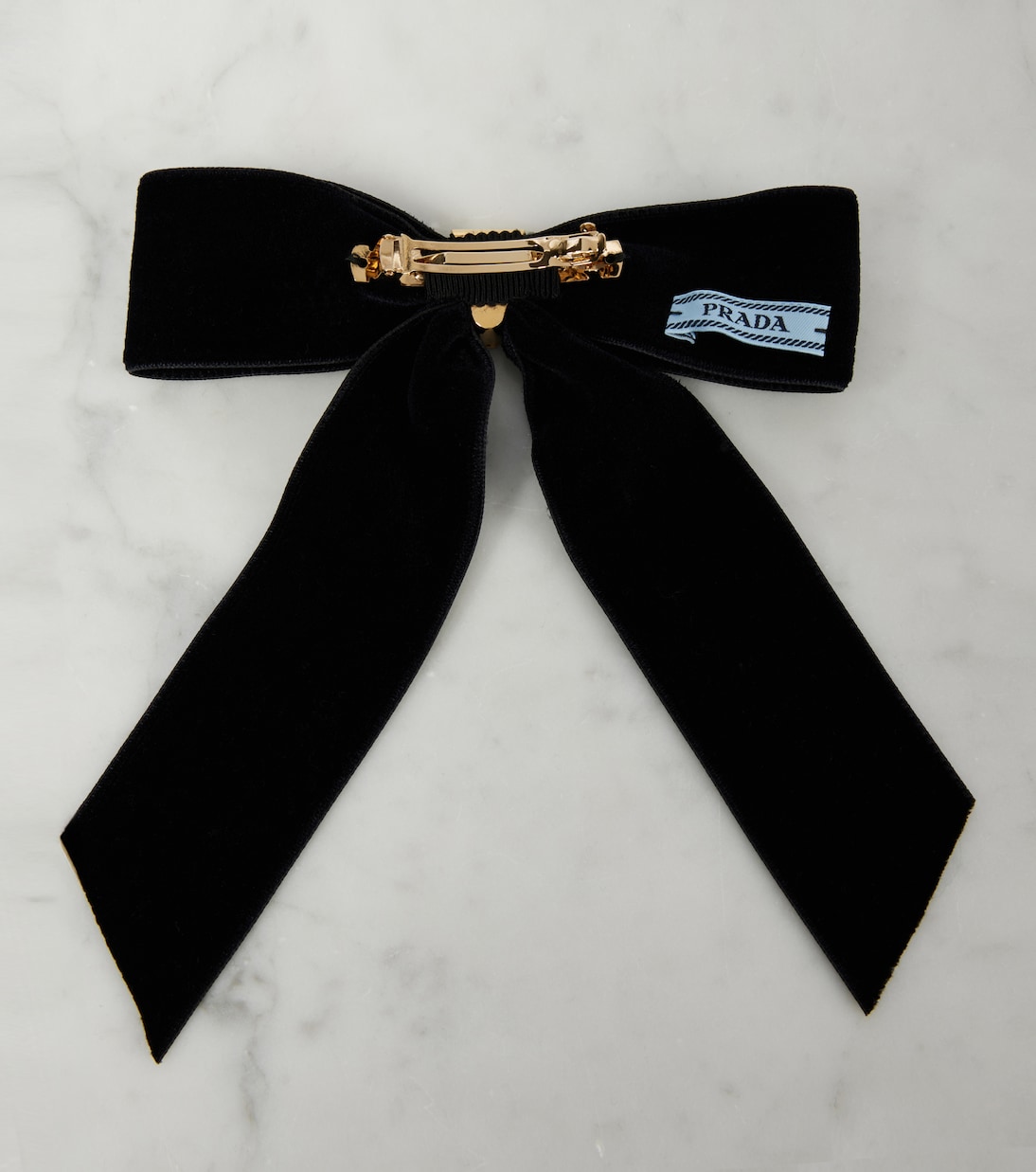 Fermacapelli in velluto con logo | Prada