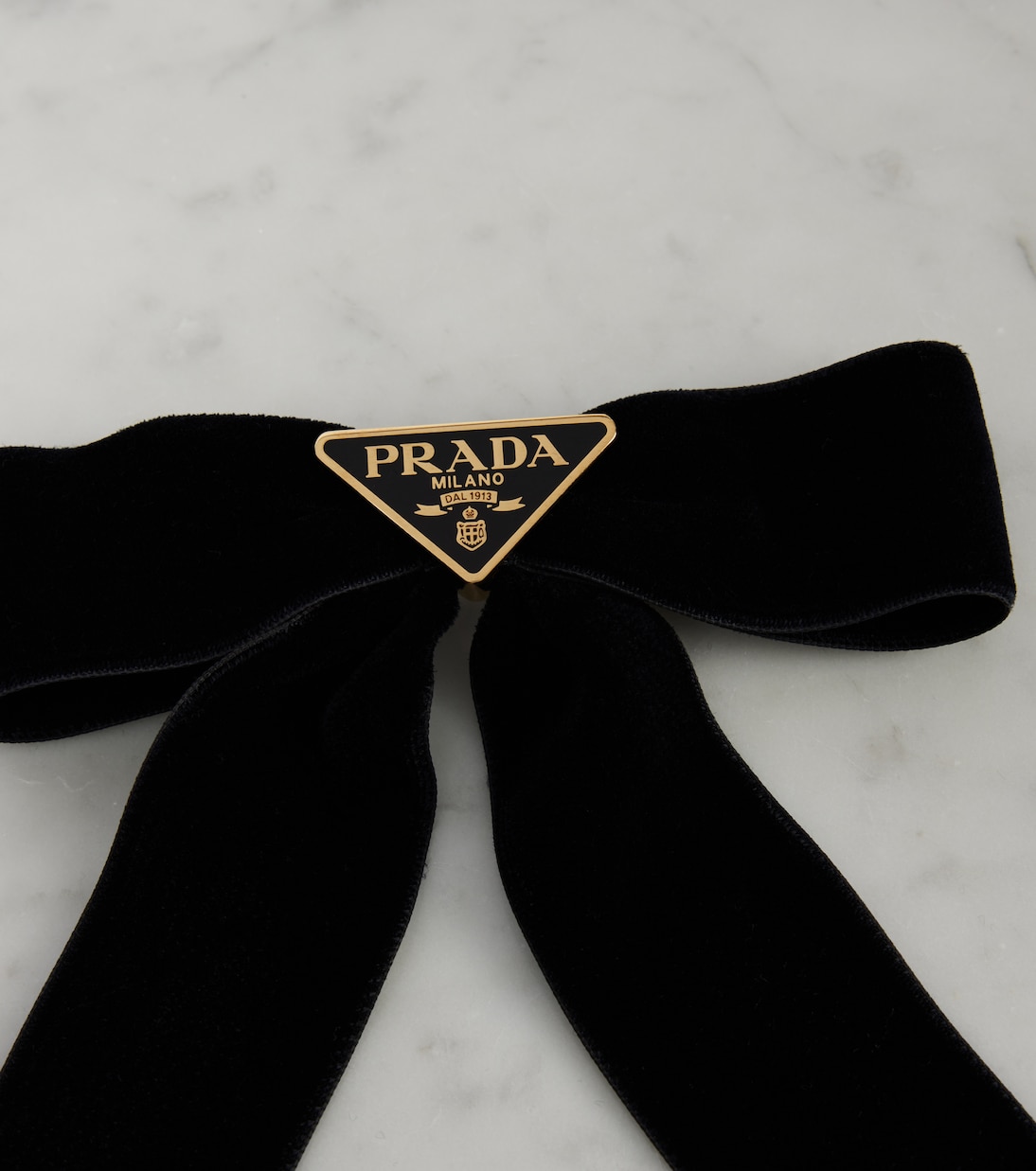 Fermacapelli in velluto con logo | Prada