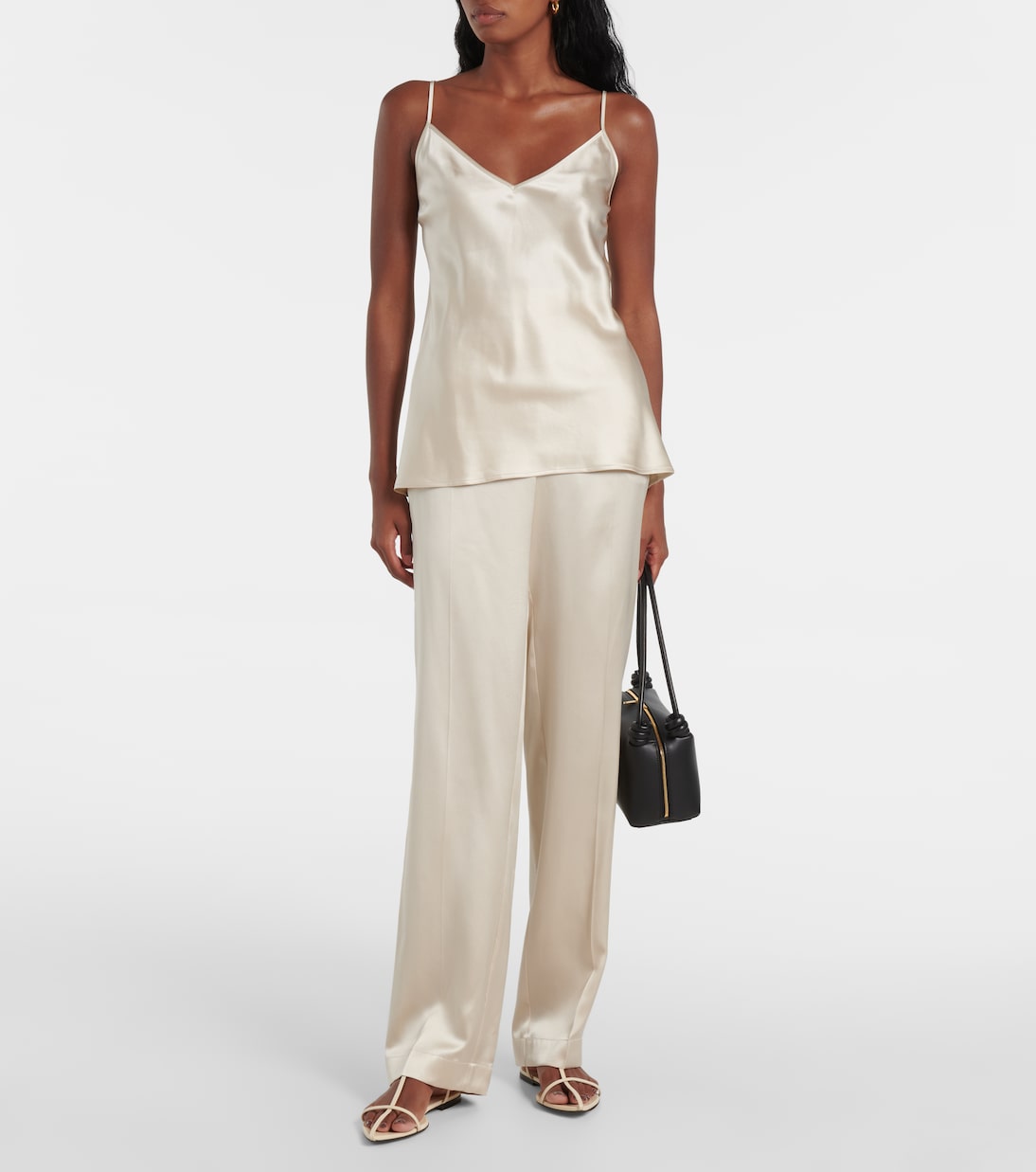 Pantaloni regular Tova in raso di seta | Joseph