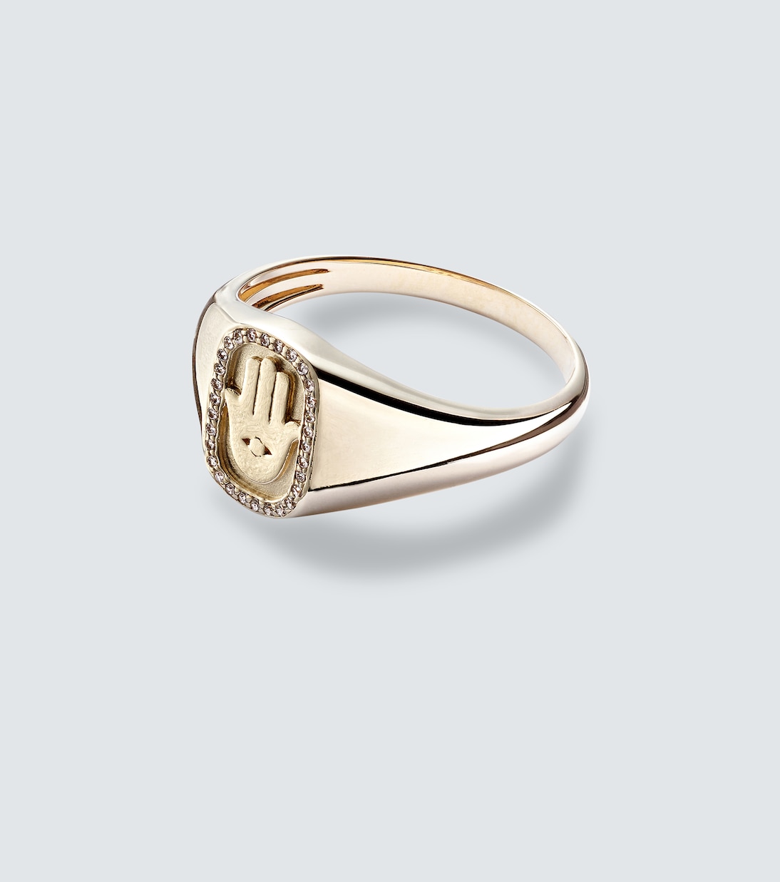 Hamsa Icon 14kt gold ring with diamonds | Sydney Evan