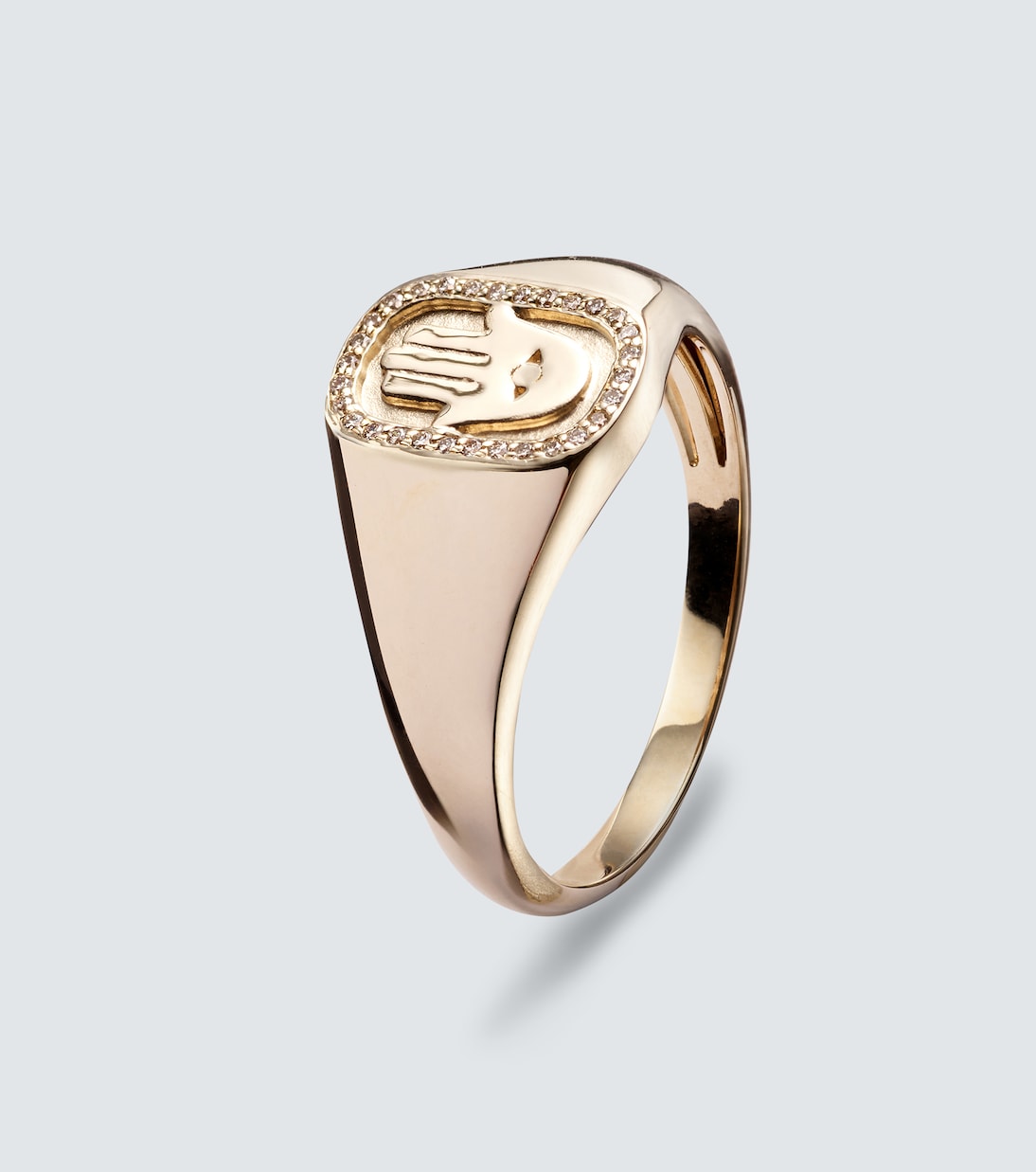 Hamsa Icon 14kt gold ring with diamonds | Sydney Evan